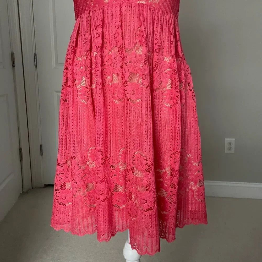 NWOT Free People Rocco Coral Pink Lace Babydoll Dress - Picture 10 of 11